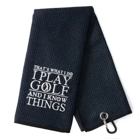 Golf-012 Dyjybmy Ftthats What I Doft Golf Towel - Embroidered Black With Clip Perfect