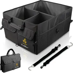 Econour 669909994706 Trunk Organizer For Car Suv Collapsible Black