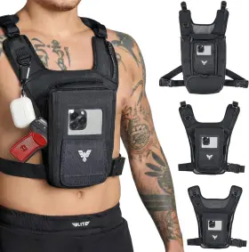 Elite Sports 850057540956 Running Vest With Phone Holder Gun Holster For Men/women Reflecti