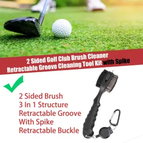 Ew-s342 Elitewill 2 Sided Golf Club Brush Cleaner With Spike Retractable Groove Cleaning Tool Kit