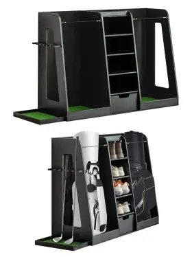Etsg 699979253939 Wooden Golf Bag Organizer And Storage Rack 2 Club Holder/stand