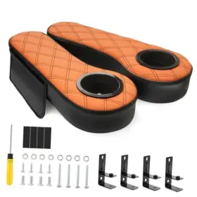 Fdg-157 Excellence Golf Cart Armrest With Cup Holder And Phone Storage Pouch-black Or Fit Brown