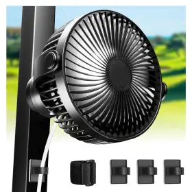 Exoemts 797457093821 Magnetic Golf Cart Fan Rechargeable 10000mah Battery Compact Black