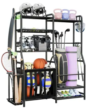 Faesun 768825329170 Garage Sports Equipment Organizer Golf Bag Storage Rack Heavy Duty Ball Hol