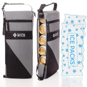 Falcona Wild 060884170034 Golf Cooler Bag Plus 2 Ice Packs - Keeps Drinks Cold For Hours Holds 6 Beer