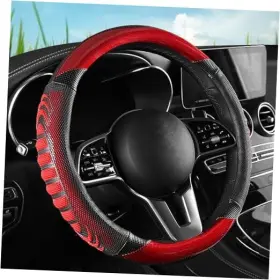 Fblowmod 762668658572 5d Honeycomb Black Red Car Steering Wheel Cover 14.5 -
