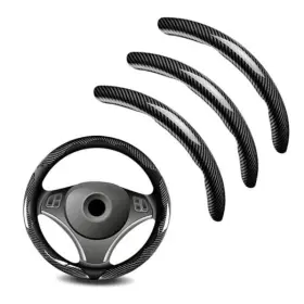 Fdc-11 Fdctsd 3pcs Universal Carbon Fiber Steering Wheel Cover - Anti-slip And Segmented Black