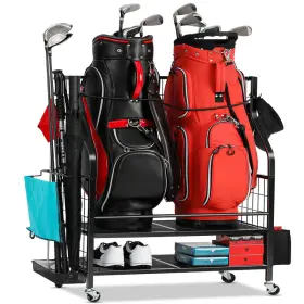 Fhxzh B0bb7k1bh5 Golf Bag Storage Garage Organizer - Stand Fit For 2 Extra