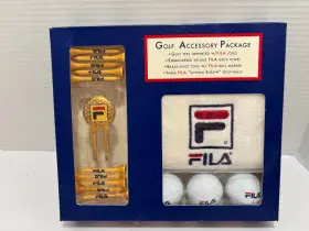 80105 Fila Golf Accessory Package Vintage 1990 Tees Towel Balls Tool Ball Marker
