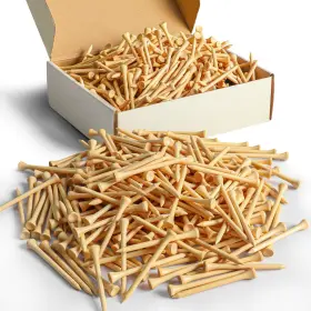 Finger Ten 810154793709 Bamboo Golf Tees Wood 2 3/4 3 1/4 250 Count Inch Natural