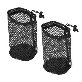 Fixinairp 601968329587 8.7 Inch X5.1 Nylon Mesh Net Bag Black Golf Ball Storage Drawstring Pouch 2pcs