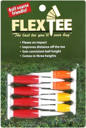 Flex Tee 852674726317 Flextee Flexible Golf Tees 8 Pack Assorted Florescent Red/orange/yellow