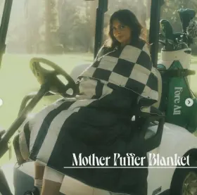 Fore All 810125075346 Inch Mother Puffer Cart Golf Blanket Green Checkered With Matching Pouch New