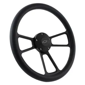 1099b-ch-a015b Forever Sharp Steering Wheel 14 Inch Aluminum With Vinyl Half Wrap Horn And Chevy Black
