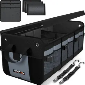 Fortem 819853023797 Trunk Organizer For Suv Car And Extra Large 90l Grey