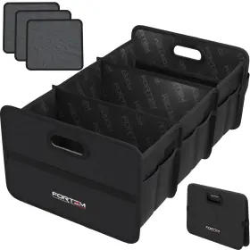 Fortem 819853026880 Car Trunk Organizer Collapsible Two Compartment Extra Large Black