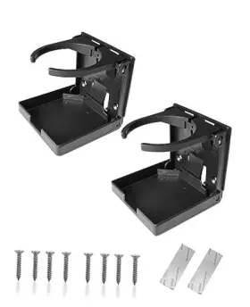 Gm-hw-c0110b Genuine Marine Folding Black Boat Cup Holder Wall Mounted Adjustable To Fitting Most Size