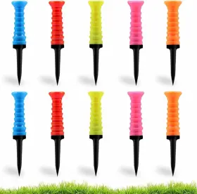 S0039 Gloof Golf Tees Plastic Pack Of 10 Pcs Soft Rubber Top 3 1/4 Inch