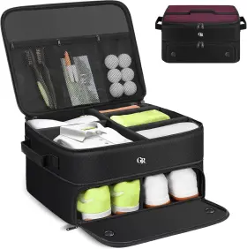 Glorieroo 696580123668 Odor-absorbing 2-layer Golf Trunk Organizer With Activated Carbon Fabric -