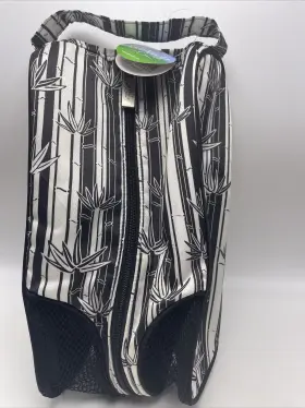 Sb178 Gloveit Golf Shoe Bag Zip Black White Bamboo Print Mesh Vented Glove It New Nwt