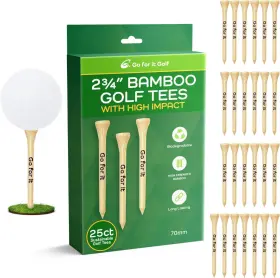 Go For It Golf 850044450138 Wood Tees Made From Premium 2-3/4 Inch 25 Pack Natural