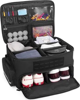 Goburos 445043236291 Golf Trunk Organizer Storage With Separate Compartment For 2 Pair Shoes