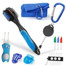 Golf 744110954555 Accessories Set - Pro Retractable Club Brush Microfiber Waffle Blue