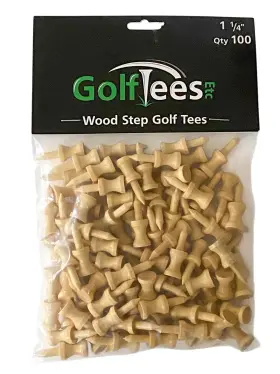 Golf Tees Etc 060828021804 Step Down - Wooden Castle Precision Height 1 1/4 Inch Natural
