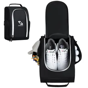 Golkcurx 788499634301 Golf Shoe Bag For Travel Zippered Sport Carrier Bags With Side Accessory