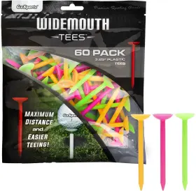 Gosports 815898025017 3.25 Inch Widemouth Tees Plastic Golf 60 Tee Player S Small Neon