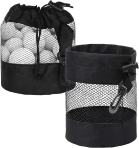 641899 Grevosea 1 Tyhjyggf 2 Pcs Golf Balls Storage Bag Pouch Ball Holder Nylon Mesh Ba