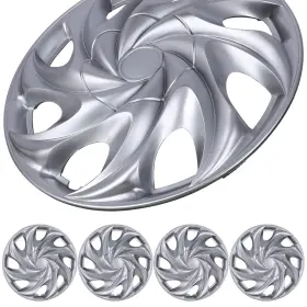 Wj-t003-a-15 Hawkley 4-pack Premium Silver Hubcaps 15 Inch Wheel Rim Cover Hub Caps -replacement Sna