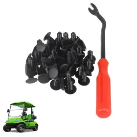 Hkoo 761344806566 50pcs Golf Cart Tree Rivets Clips And One Plastic Fastener Remover