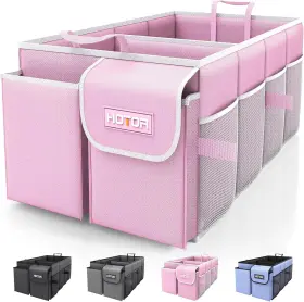 2-compartment Hotor 744110629286 Foldable Trunk Organizer For Cars - Sturdy Storage Pink