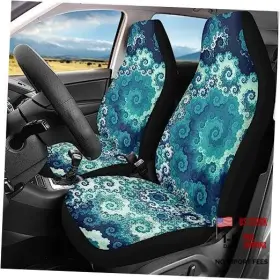 Yhs0059fv Howilath Art Design Seat Covers For Women Men Car 2pcs Blue Swirl