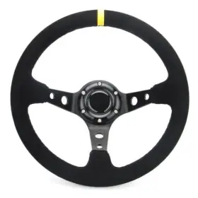 6125 Hr Stripe Racing Steering Wheel Suede Leather 12.5 Inch 320mm Aluminum Spokes Yellow