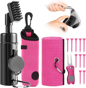 Huijukeji 744110359305 14 Pcs Pink Golf Club Cleaning Accessories Kit For Women - Includes 10