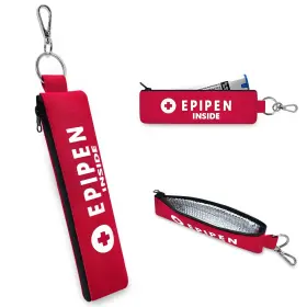 B004-2 Icimbi 1 Pack Epipen Carry Case Insulated Red Holder Bag With Carabiner-for