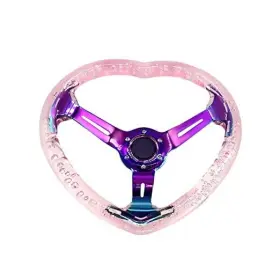 Usiifxp0014 Idain Universal Acrylic Racing Steering Wheel Heart-shaped Design Pink