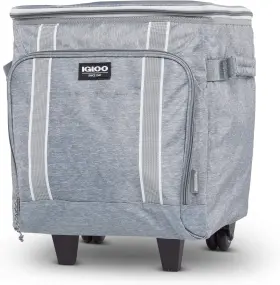 00065539 Igloo Large Portable Insulated Soft Coolers With Rolling 40-can Light Gray