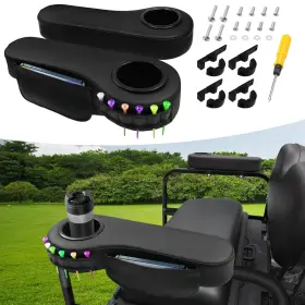 Ilskw 744675929937 Golf Cart Rear Armrest With Cup Holder No Drilling Required