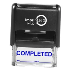 As-imp1108b Imprint 360 - Completed Stamp With By And Date Heavy Duty Commerical Blue Ink