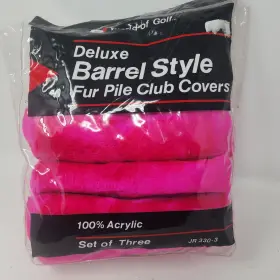 Jr-330-3 Jef World Of Golf Deluxe Barrel Style Club Covers Fur Pile Set 3 Pink 1 X