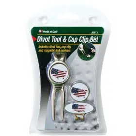 Jr713 Jef World Of Golf Usa Flag Divot Tool And Cap Clip Ball Marker Set