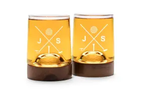 Jem Glass 850048129115 Personalized Golf Coaster And Whiskey Glasses Accessories For Men W