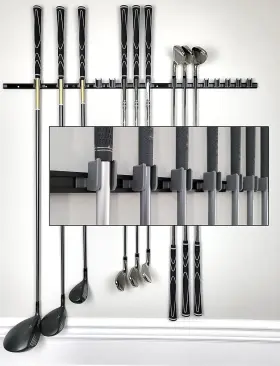Jintech 313032164191 Golf Club Wall Rack - Holds 17 Clubs On 36 Inch Aluminum Organizer