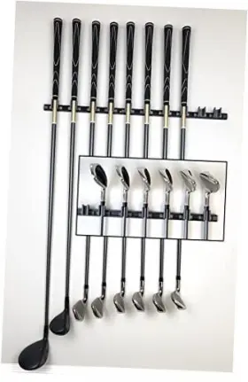 Jintech 658238972455 10 Golf Club Holders On 24 Inch Rack Wall Display Hanger Head Up