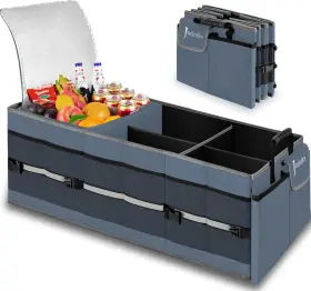 Car-to-006-grey Jorindes Trunk Organizer With Built-in Insulated Leak Proof Grey Cooler Bag