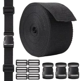 Jumpso 798623239029 2 Inch Wide Buckle Straps 6 Yard Webbing With 3pcs Adjustable Plastic