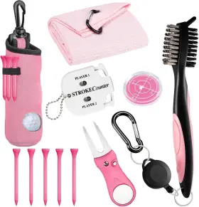 Karamagic 445014389339 11 Pcs Golf Accessories Kit Include Tees Towel Ball Bag With Hoo